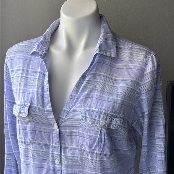 Women's Long Sleeve Striped Shirt - Picture 2 of 8